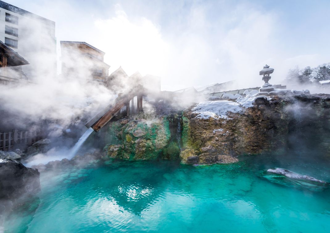 Yubatake hotspring at Kusatsu Onsen, Japan