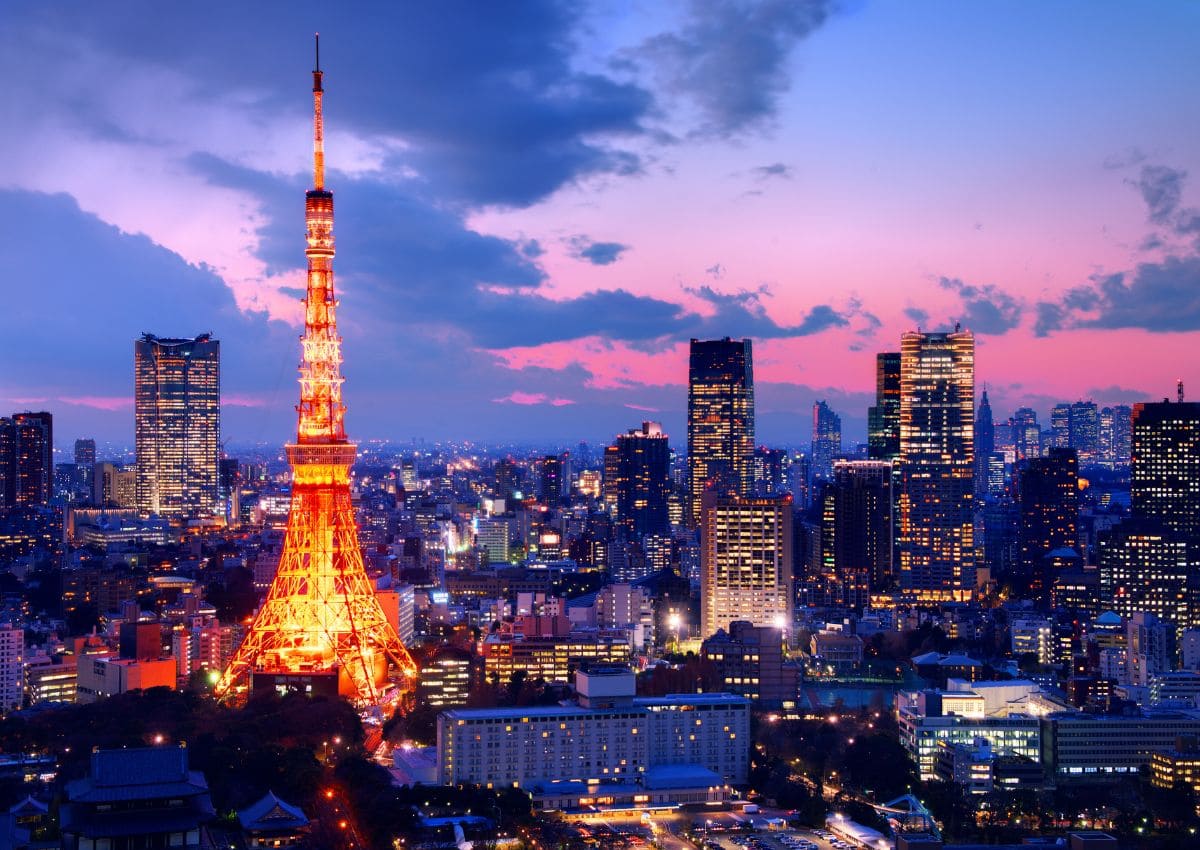 Tokyo Tower, Tokyo, Japan på natten
