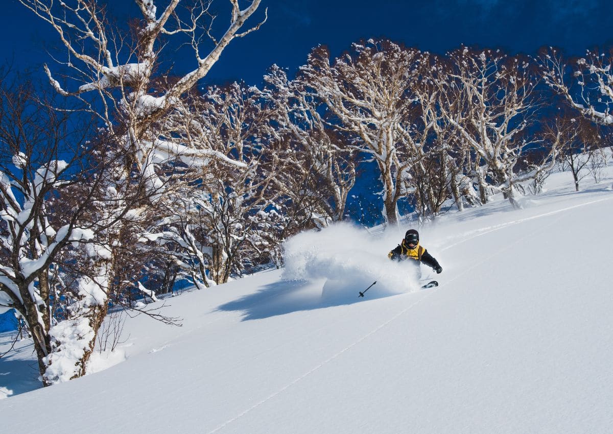 Skidåkare i Geto Kogen, Iwate