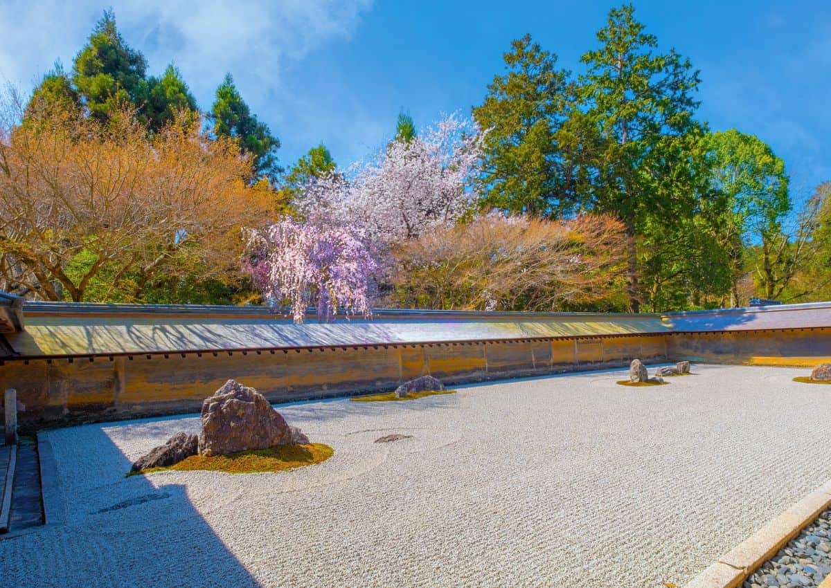 Ryoanji zen-trädgård i Kyoto, Japan
