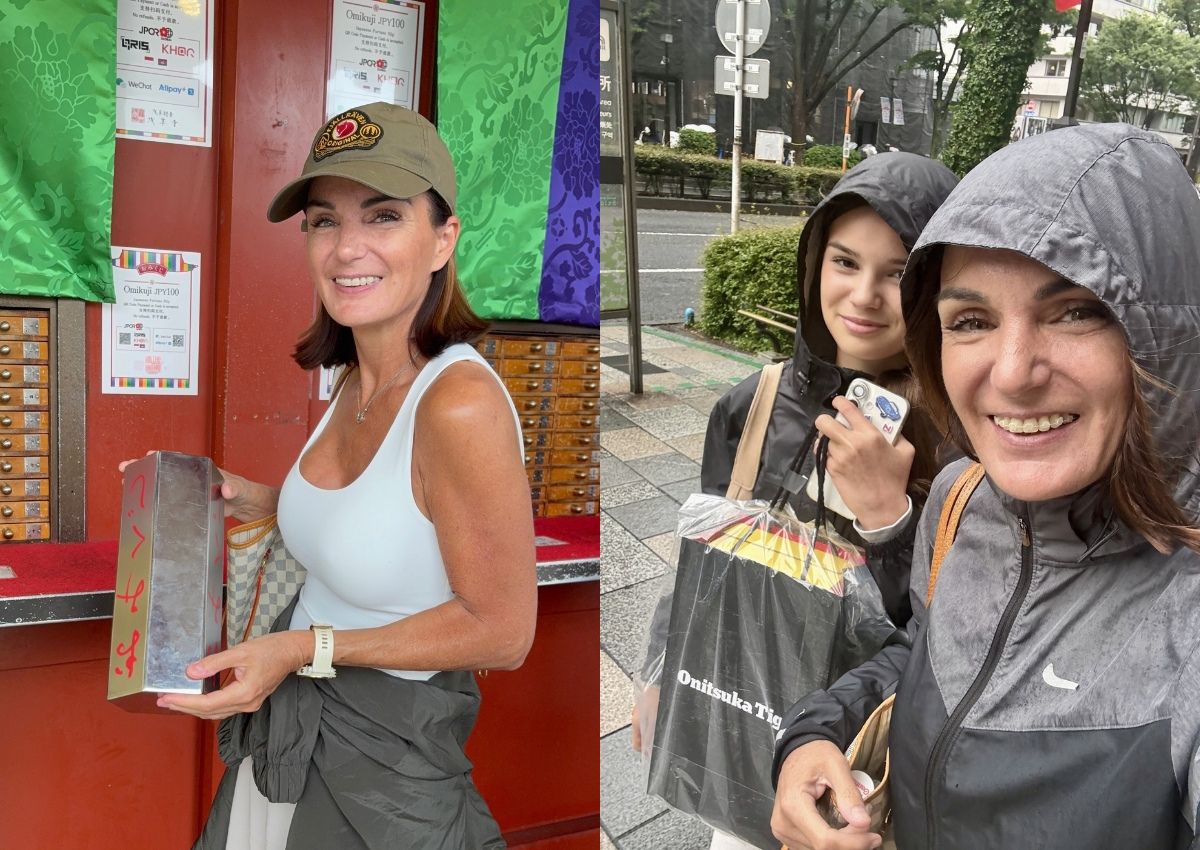 Lyckolott vid Sensoji i Asakusa samt mamma och tonårsdotter på shopping i Tokyo.