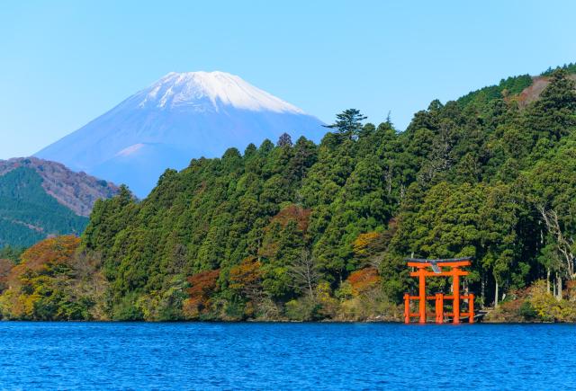 Ashi-sjön och Mt. Fuji, Hakone nationalpark