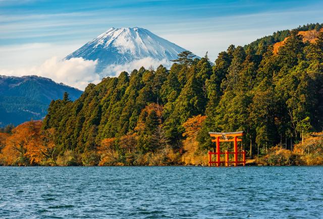 Ashi-sjön och Mt. Fuji, Hakone nationalpark