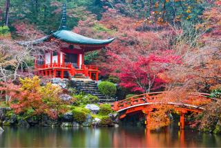 Daigo-ji-templet på den bakre delen