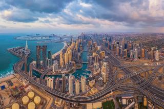 Utsikt över Dubai Marina och centrum, Dubai 