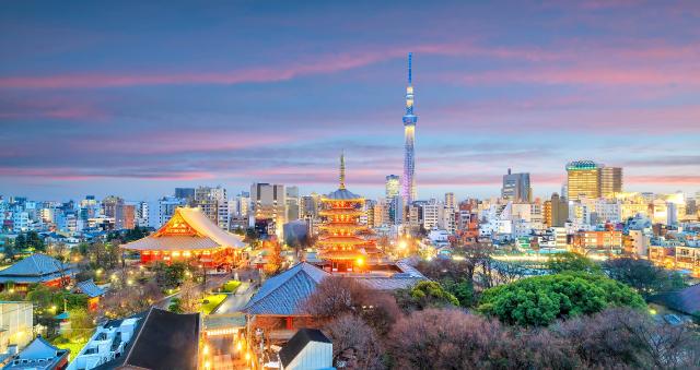 Utsikt över Tokyo Skytree på natten, Japan 