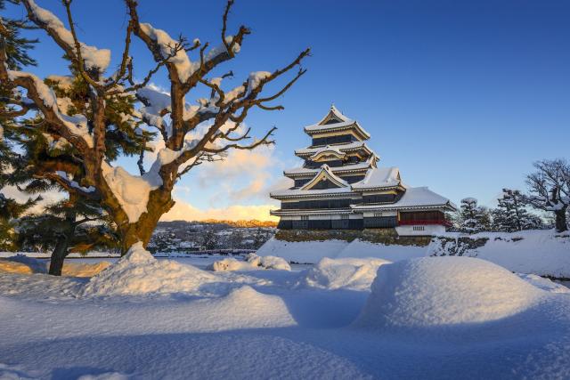 Matsumoto slott under vintern